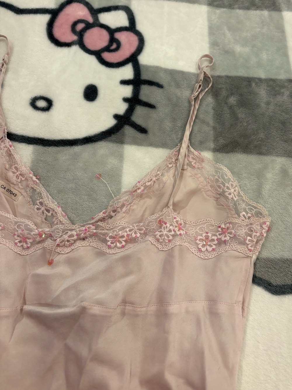 Ninety Pink 100% Silk Floral Lace Y2K Cami Top - Picture 9 of 10